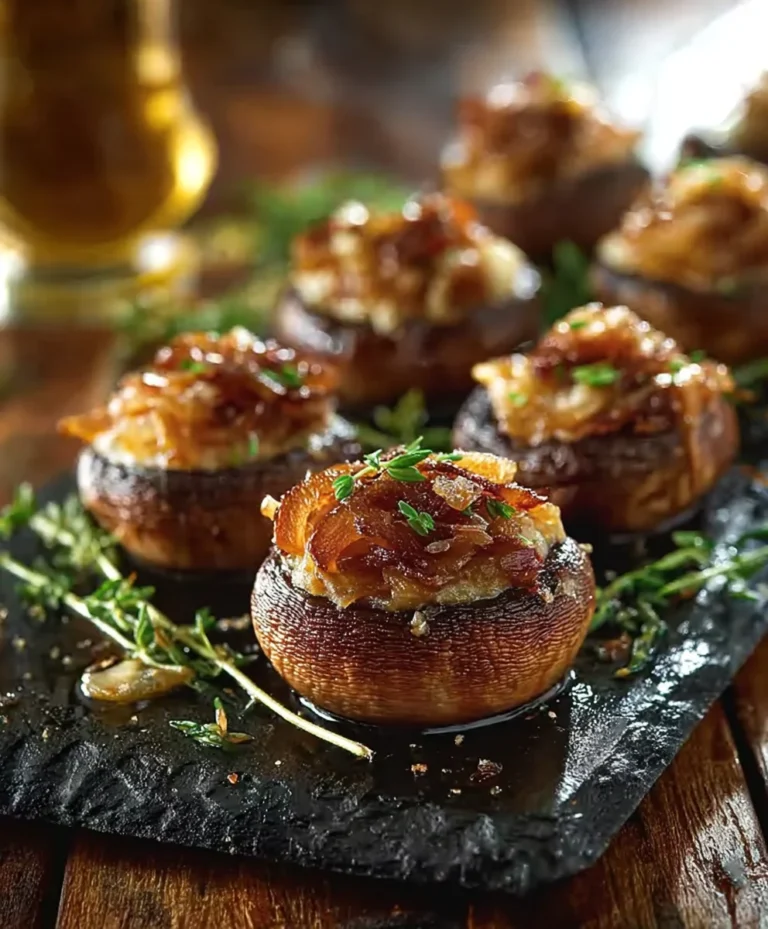 Gefüllte Pilze mit Karamellzwiebeln (Alkoholfrei)