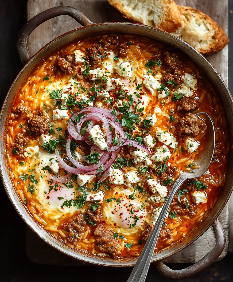 Kritharaki-Pfanne mit Hackfleisch, Feta – Lecker & Schnell