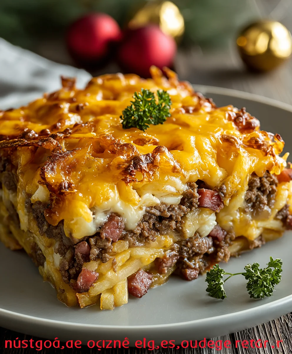 Cheeseburger-Pommes-Auflauf: Einfaches Rindfleisch-Rezept