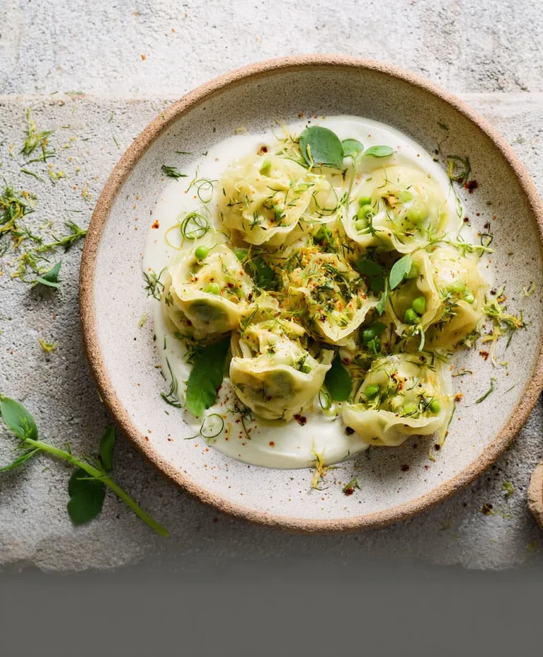 Gedämpfte Rindfleisch-Erbsen-Dumplings mit Dip