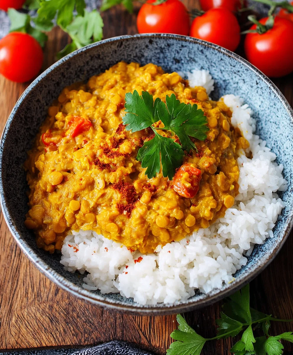 Rotes Linsen-Curry: Cremig & Vegan (60 Zeichen)