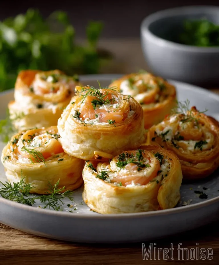 Lachs-Blätterteigröllchen: Frischkäse-Dill Genuss